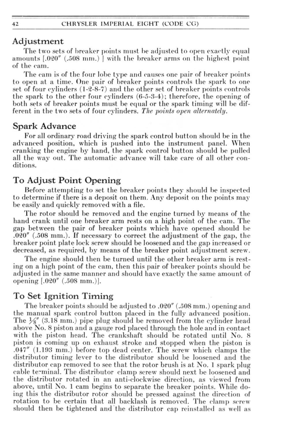 1931 Chrysler Imperial Owners Manual Page 50